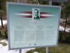 Кандавский край, Земская волость, дорога Ридели-Бризуле, февраль 2021 г. Информационный щит рядом с кенотафом З.А. Мейеровицса.