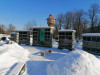 II лесное кладбище, Рига, февраль 2021 г. Первый в Латвии колумбарий. Вид на центральную часть колумбария.